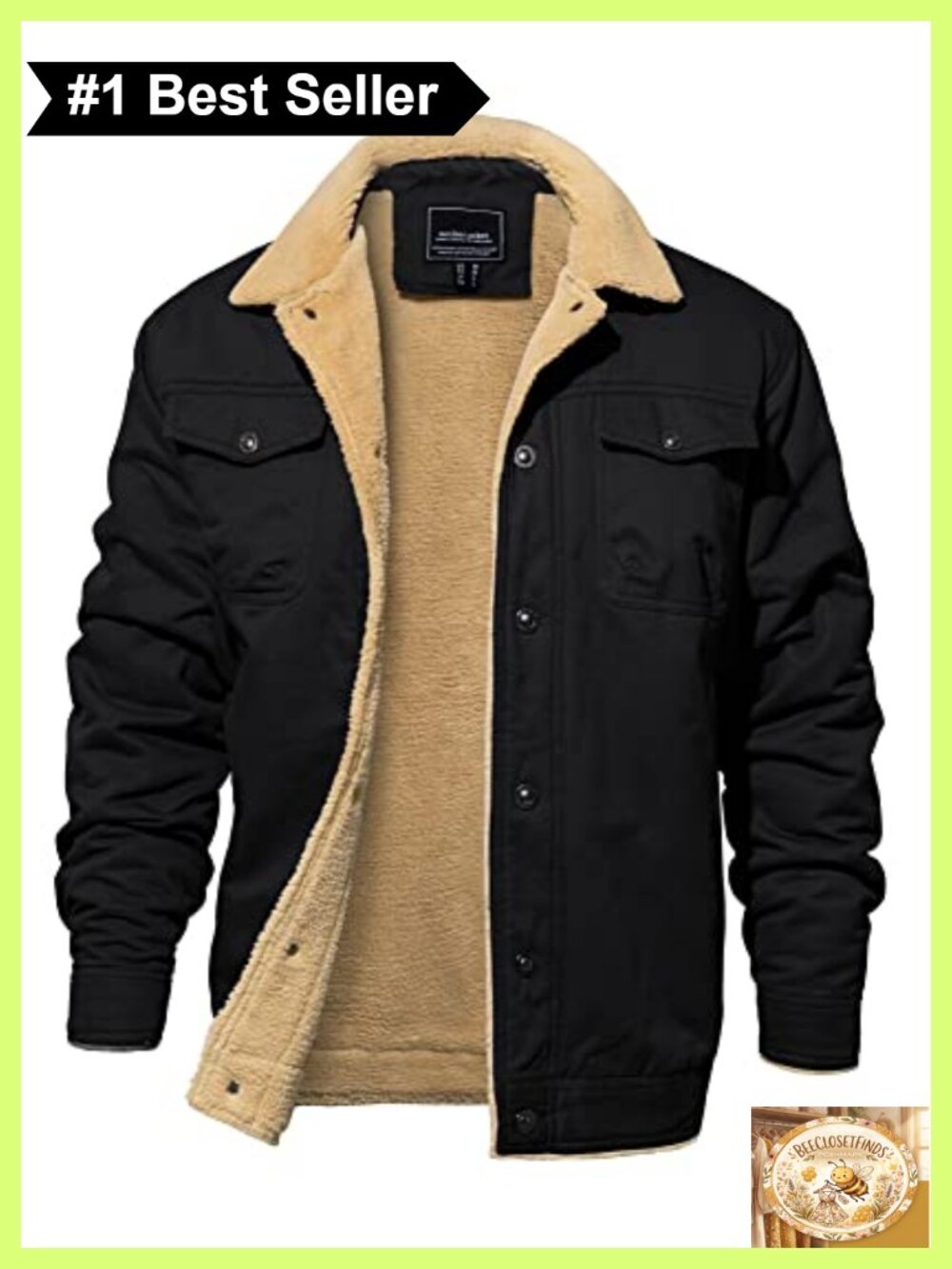 Mens Winter Fleece Lined Cotton Cargo Work Jacket Windproof